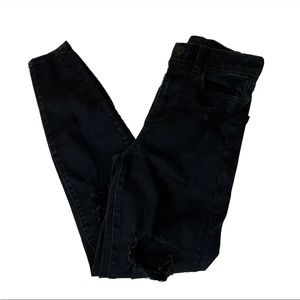 American Eagle Women’s Jeans 000 SHORT Hi Rise Jegging Black Distressed #2042
